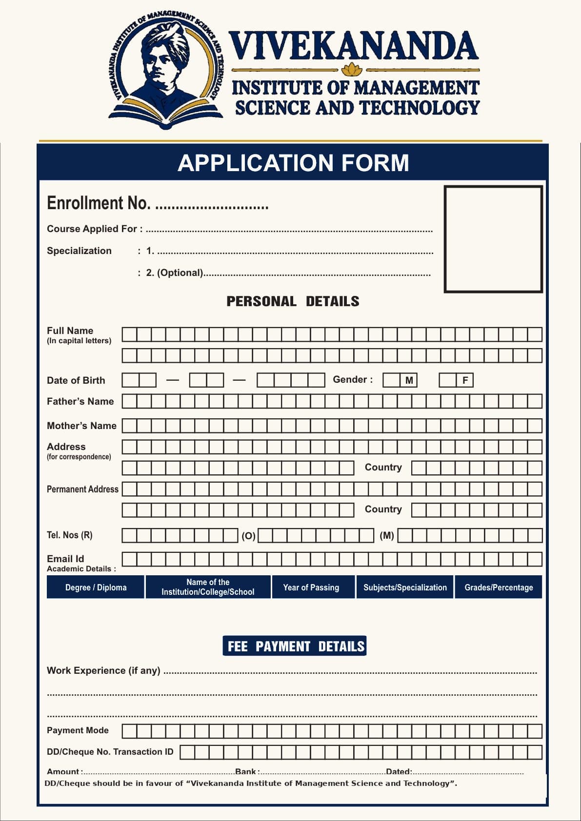 Application Form, page 1 of 2