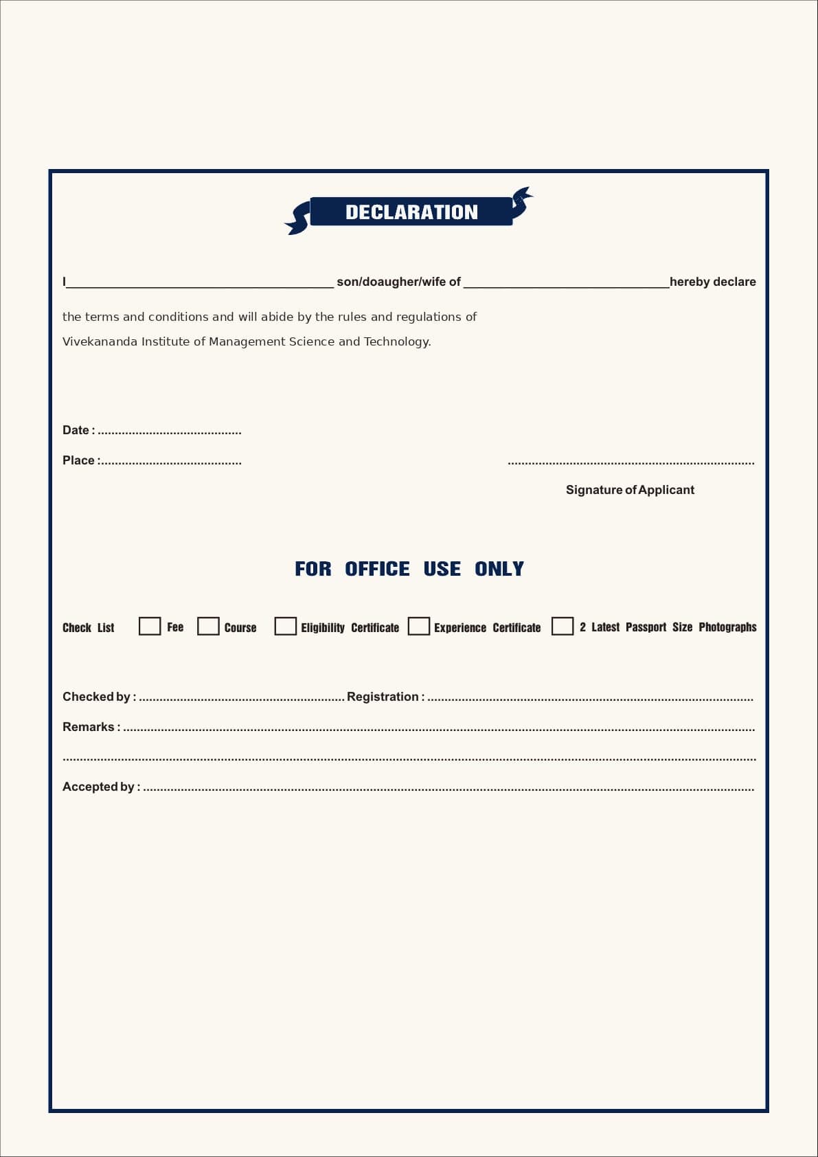 Application Form, page 2 of 2