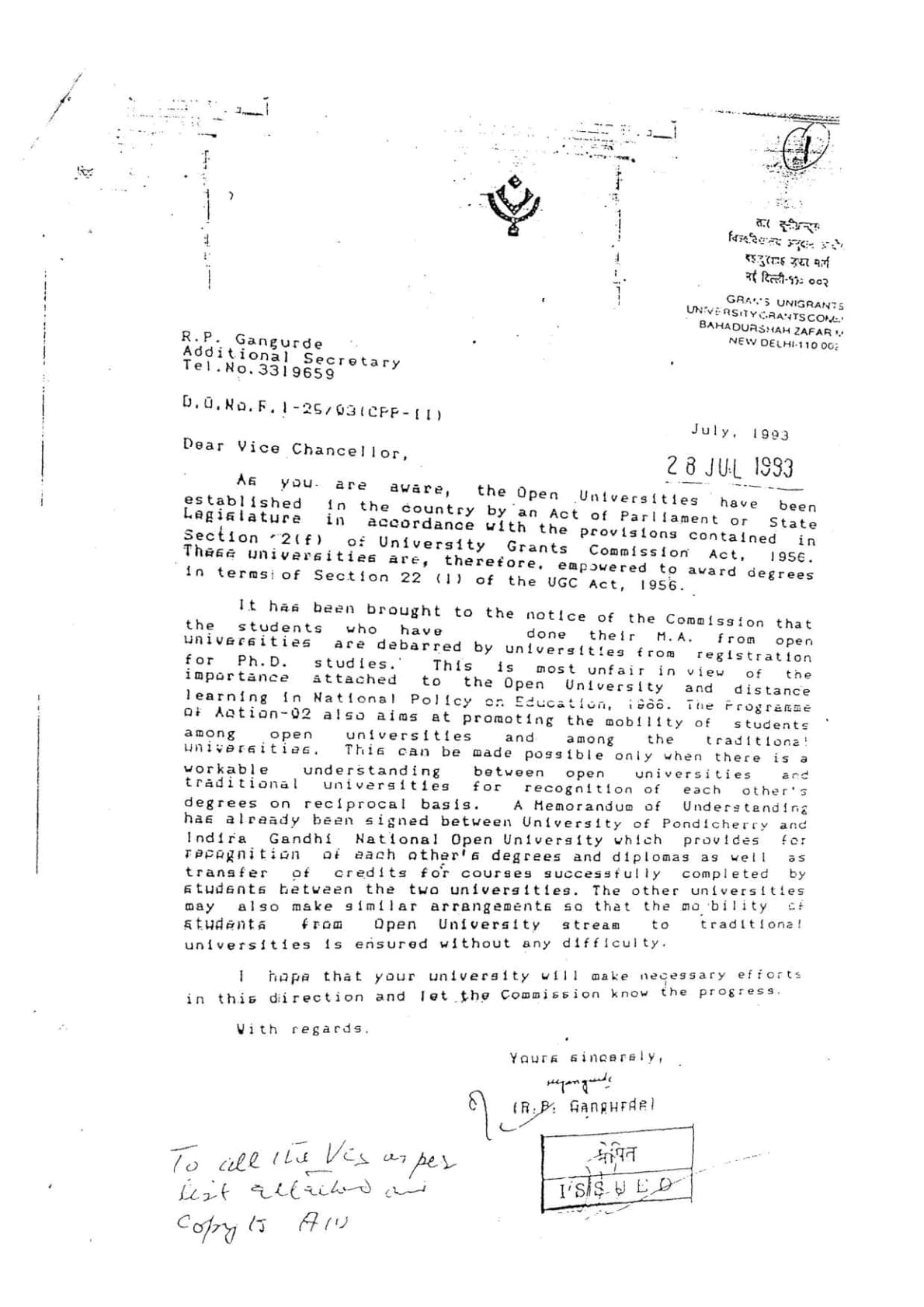 UGC Notice on Equivalence of Degrees, page 5 of 5
