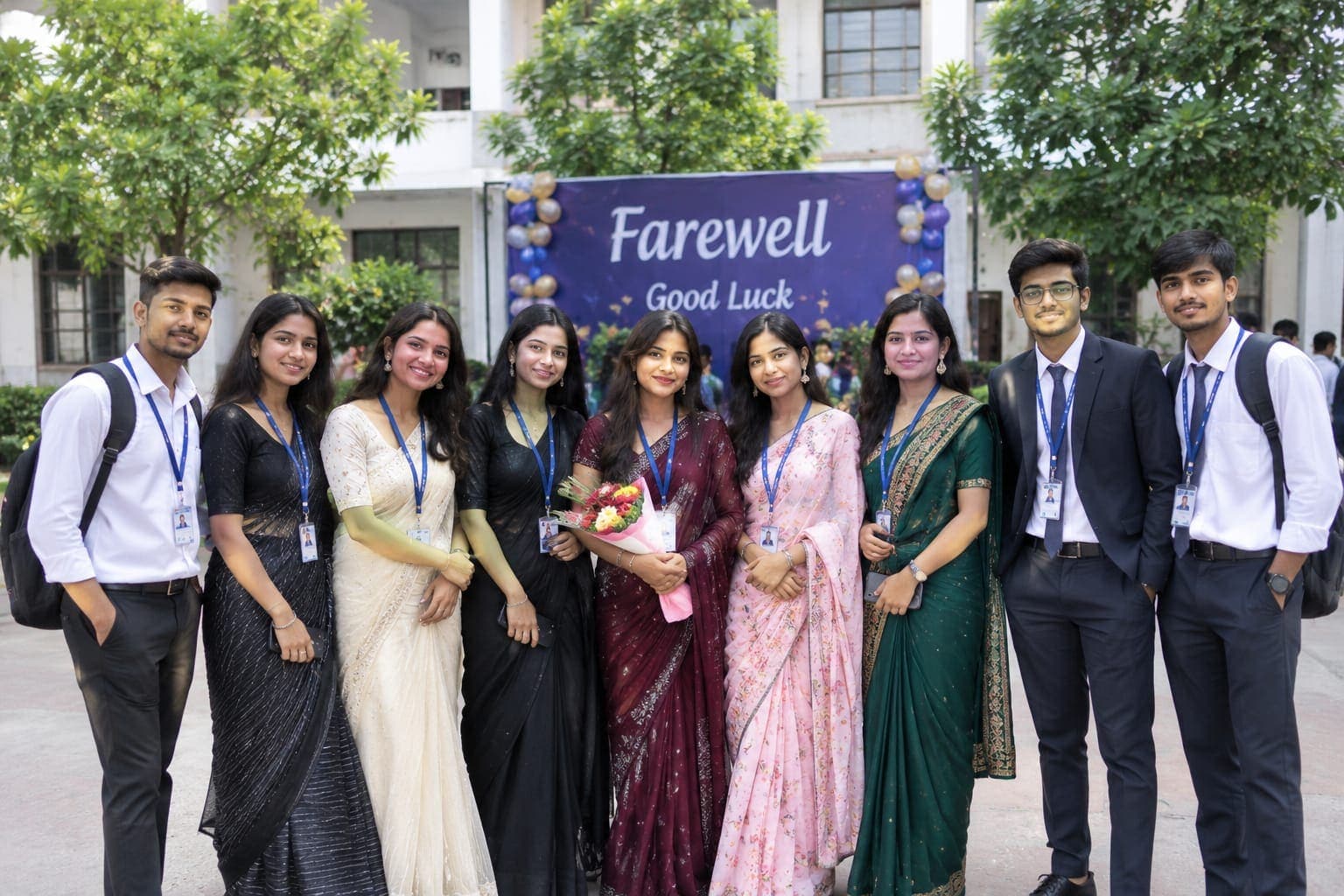 Students and faculty at the farewell
